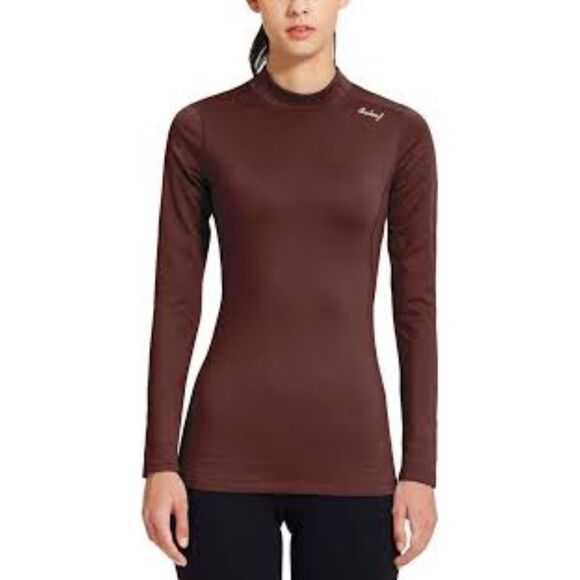 Baleaf Women's Fleece Mock Neck Long Sleeve Running Shirt Workout Tops Size M - Picture 1 of 11